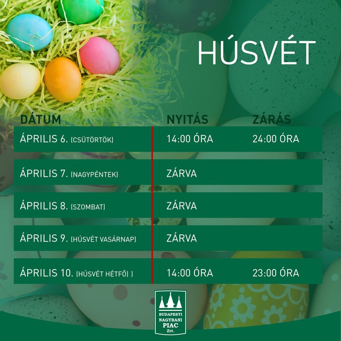 Húsvéti Ünnepek Nyitvatartási Rendje 2023.