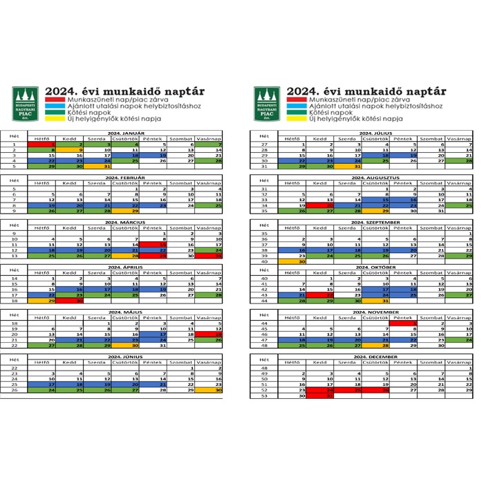 2024. évi nyitvatartás